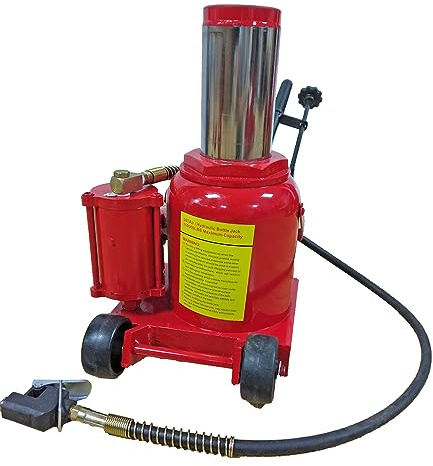 Bottle Jack 50 Ton Air Pneumatic Hydraulic Bottle Jack 110000LBS with Manual Hand Pump for Automotive Car Truck Travel Trailer Repair Shop Lift Tool Red