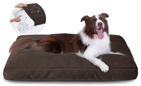 Miguel Robustes Hundebett Canvas für Grosse Hunde, Segeltuch Hundekissen Wasserdicht, Leinwand hundematte Waschbar, Hundematratze Outdoor Wasserfest mit abnehmbaren Bezügen, 102x75cm, Braun