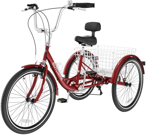 LILYPELLE Adult Tricycles 7 Speed, 3 Wheel Bikes Adult Trikes 20/24/26 inch, Three-Wheeled Bicycles Cruise Trike with Shopping Basket for Seniors, Women, Men