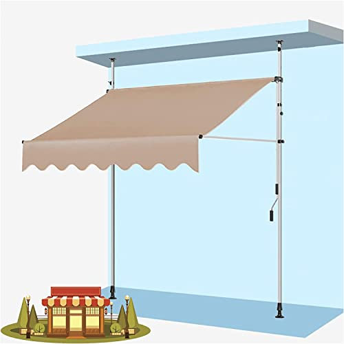Infällbar hopfällbar markis med stående stång för utomhus – justerbar höjd 200–300 cm – UV-regn snöskydd – balkong, trädgård, uteplats, fönsterskydd 4 m x 1,2 m