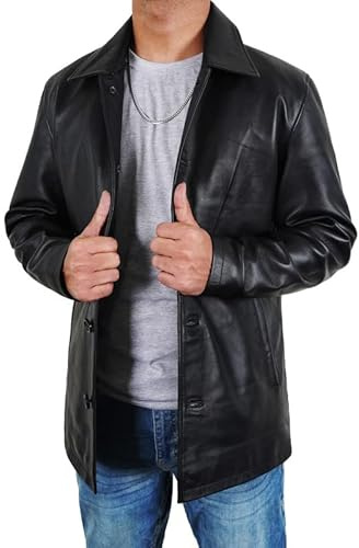 Fashion_First Dean Winchester Supernatural Jensen Ackles Chaqueta vintage de cuero de oveja para hombre, Negro clásico., 5X-Large