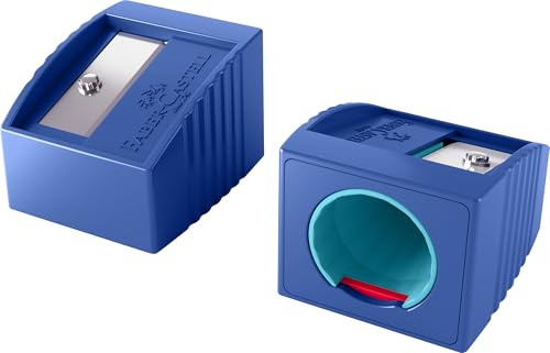 Faber-Castell Grippy 181780 Sacapuntas con protección de corte, azul, sacapuntas para niños