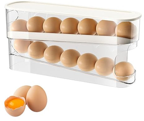 12-GRIDS per frigorifero 12 griglie | Scatola di uova a doppio livello, supporto in plastica BPA automatica, impilabile, spazio pratico per organizzare le uova in cucina