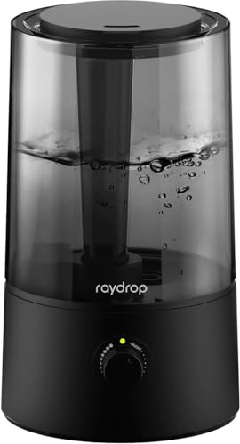 raydrop Humidifiers for Bedroom, Humidifiers for Home & Large Room, Cool Mist Humidfiers for Baby and Plant, Adjustable Mist Level, Auto Shut-Off, Black, 4.0L