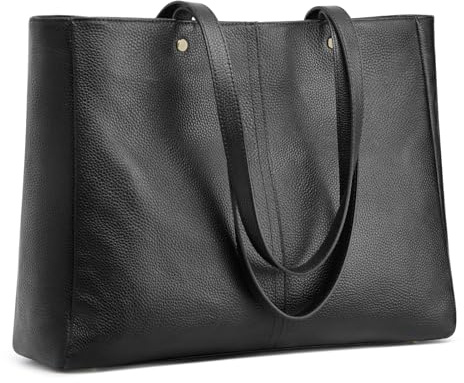Kattee 14 inch Laptop Compartment Work Tote Handbag Purse Soft Leather Shoulder Bag for Women with Luggage Sleeve
