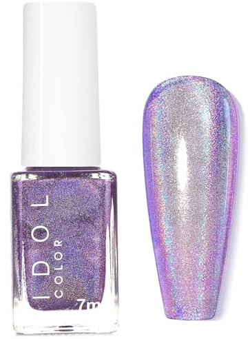 Holographic Nail Polish - Purple Nail Varnish Glitter Shimmer Rainbow Effect - Chameleon Quick Dry Purple Laser Chrome Healthy Shimmer Glitter Long Lasting Glossy Finish No UV Lamp Needed