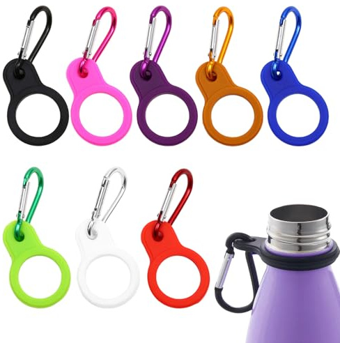 Water Bottle Clip,8 Pcs Portable Water Bottle Strap Buckle for Camping Hiking,Bottles with Clip,Silicone Buckle Clips Holder with Carabiner Belt Clips for Cycling (Colorful)