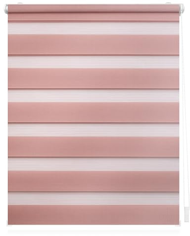 Lichtblick Doppelrollo Klemmfix ohne Bohren, Streifen, Blickdicht, Klemmträger-Montage, Sichtschutz, Wandmongtage, Deckenmontage, für Fenster und Türen 60 cm x 150 cm (B x L), Altrosa