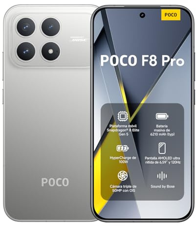 XIAOMI Poco F8 Pro, Smartphone 12+256 GB, 6.59 120Hz AMOLED Display, 50MP Triple-Kamera mit 60mm Teleobjektiv, Sound by Bose, 6210mAh, Titan, 2 Jahre Garantie