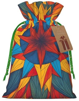 Bolsas de regalo de Navidad con estampado de estrellas coloridas con cordón, saco festivo de Navidad, fiesta de cumpleaños, embalaje de regalo