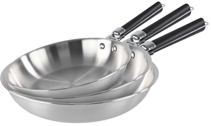 Kamberg - Coffret 3 poêles 20/24 / 28 cm - 3 manches amovibles - Acier inoxydable 18/10 Triply - Tous feux dont induction et four