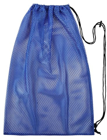Alaoo Borsa a Rete con Coulisse, Zaino da Spiaggia in Rete, Zaino Grande in Rete, Adatto per Fitness, Shopping, Nuoto, Calcio e Basket(Blu)