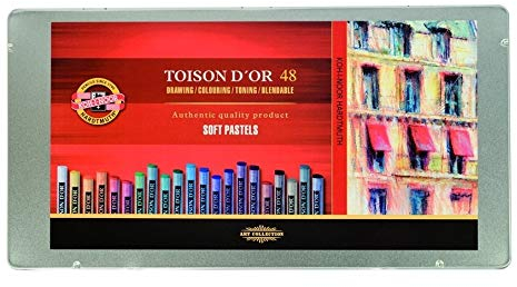 KOH-I-NOOR TOISON D'OR 8516 Weiche Künstler-Pastellkreiden im Metallui (48 Stück)