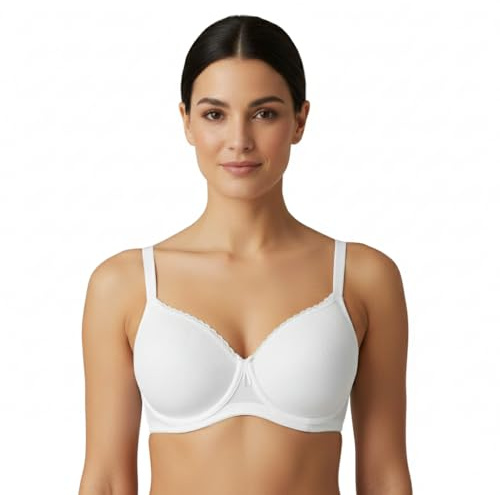 Selene, Reggiseno Donna Modellante, Fascia Alta Incrociata, con Ferretto e Coppe Imbottite Decorate, Collezione Violeta, Colore Avorio, Taglia 5C