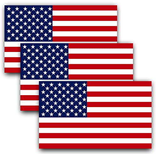 Anley 5 X 3 inch American Flag Decal - Patriotic Stars Reflective Stripe US National Flag Car Stickers - Support Military (3 Pack)