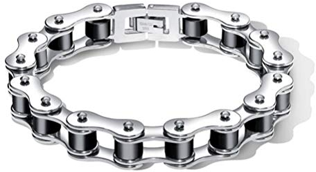 LAFATINA Pulsera de Cadena de Eslabones para Hombre Acero Inoxidable para el Día del Padre, Pulsera de Cadena Masculina para Bicicleta
