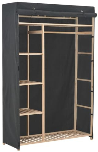 vidaXL Kleiderschrank Stoffschrank Garderobenschrank Garderobe Schrank Schlafzimmerschrank Wohnzimmer Schlafzimmer Grau 110x40x170 cm Stoff
