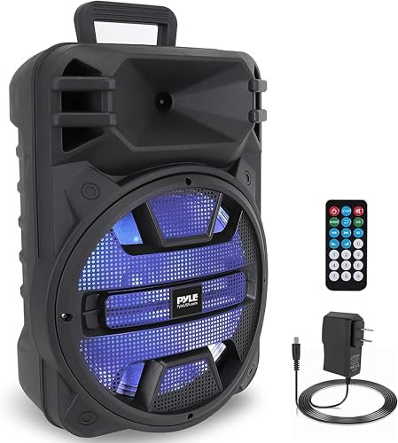 Pyle Altavoz Bluetooth Portátil de 30 cm - 800 Vatios - Altavoz de Karaoke con Luces LED DJ Más Recientes, Entradas USB/FM/BT/Aux/Control Remoto/Entrada para Micrófono y Batería Recargable Incorporada