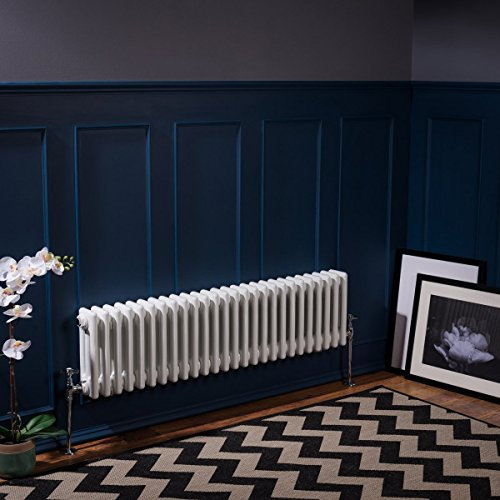 Warmehaus - Traditional Cast Iron Style White Triple Column Horizontal Radiator 300 x 1190 mm