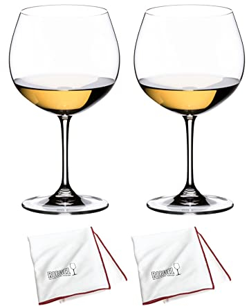 Riedel Vinum Oaked Chardonnay/Montrachet-Glas (2 Stück) mit Mikrofaser-Poliertüchern Bundle (3 Stück)