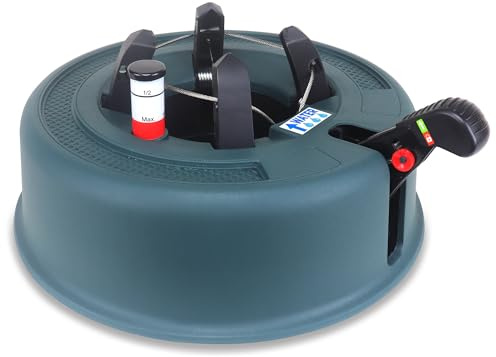Christmas Tree Stand With Water Reservoir and Fast Clamp - Fits 6ft Tree with 5 Diameter - Equipped with a Water Level Indicator - No Assembly Required - Suitable for Indoor or Outdoor and can Accommodate both Real and Artificial Trees