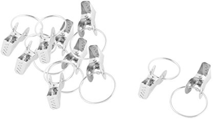 Ruilogod Metal Inicio Ventana Cortina Clip Ganchos Drapería Rodillos de Barra de Alambre 33 mm Dia Interior 10PCS