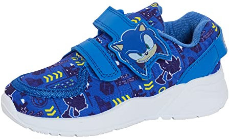 Sonic The Hedgehog Jungen Turnschuhe für Kinder, Gamer, leichte Sportschuhe, einfach zu befestigende Riemen, blau, 30 EU