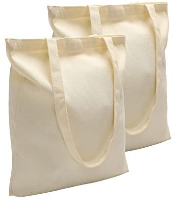 OUOUMUF 2 STÜCK 38x42cm Dicker Baumwollbeutel Jutebeutel Einkaufstasche Freizeittasche Stofftasche Faltbar und leicht zu tragen für Sport, Einkaufen