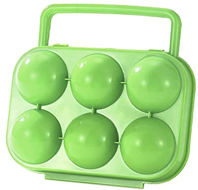 Caja de almacenamiento portátil para huevos de 6 rejillas, de plástico con asa, a prueba de golpes, para camping, picnic, senderismo, viajes
