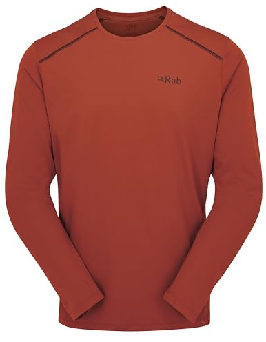 Rab Men's Force LS Tee Lightweight Long-Sleeve T-Shirt for Trekking, Climbing, & Trail Running - Tuscan Red - Large