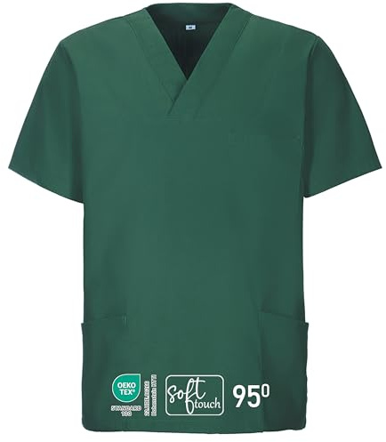EXNER Medizinischer Schlupf-Kasack, OP-Kasack, Unisex, für Krankenpflege, Altenpflege, Farbe flaschengrün, Größe 7XL