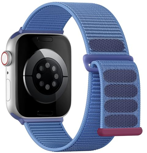 Lenrao Sportloop kompatibel med Apple Watch-band för kvinnor män 40 mm 41 mm 42 mm 38 mm, mjuka andningsbara nylonarmband för iWatch Band serie 11/10/9/8/7/6/5/4 SE 3/2/1 azurblå