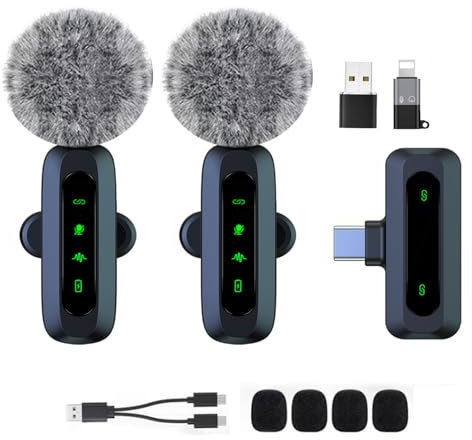 Mini Wireless Lavalier Microphone for Android and iPhone, iOS Devices - Noise Reduction Lapel Mic for Recording, Clip on Mic, for Video Recording, Tiktok, Youtube, Vlog Podcast Content Creator