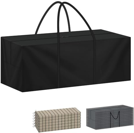 LAMUNI Garden Cushion Storagebag 420D Oxford Outdoor Cushion Cover with Handle, Waterproof Patio bag, 140x40x60cm