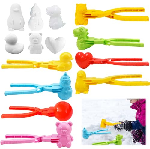 JOKILY 8 pezzi formine per palla di neve, pinza per palla di neve, palla di neve, palla di neve, clip per palla di neve, varie forme, clip per bambini all'aperto