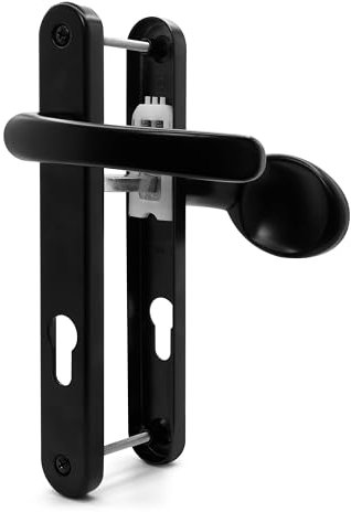 TSS UPVC Door Handle Set- Lever Moveable Pad - 92mm / 70mm PZ (Centres) - 203mm Screw to Screw - Backplate 235mm X 32mm - Replacement UPVC Door Handles - PVC Door Handle (Black)