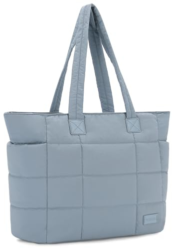 VASCHY Bolso Acolchado Grande Tote para Viaje y Shopper, Bandolera con Asa de Hombro y Mano, Playa en Verano, Ordenador Portátil para Trabajo y Universidad