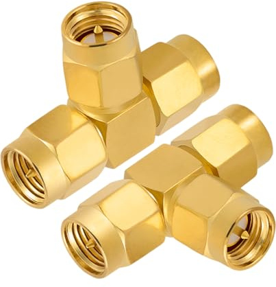 Vecys 2 Piezas Adaptador SMA Divisor en T SMA Macho a Doble Macho 3 Vías Divisor de Antena Conector Converter 50 Ohm