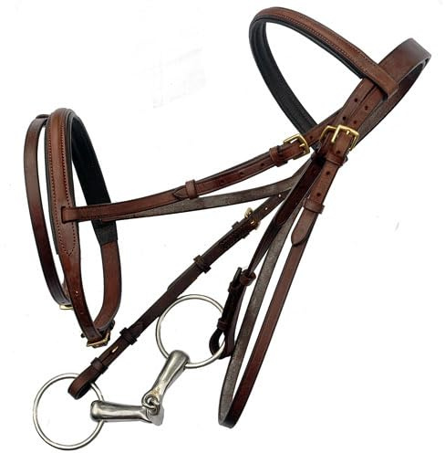 Leather English Bridle Headstall Reins Cowhide Genuine Horse Crossover Crossunder Raised Fancy Stitched Laced All Purpose Jumping Dressage Rubber Crystal Padded Adjustable Browband Full-Cob,M19 (Cob)