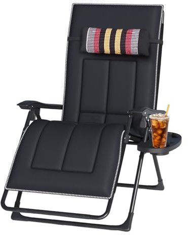 OVLRIJP Garten Liegestuhl Klappbar, Extra Breit 72cm Klappbare Gartenliege, Sonnenliege Klappbar, Klappliegestuhl mit Getränkehalter & Kissen, Relaxliege für Outdoor Garten Balkon (Strip-mit Kissen)