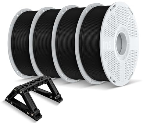 Inslogic ASA Filament 1,75mm, pack de 4 kg, résistant aux UV et aux intempéries, pour imprimante 3D, haute résistance, impression fluide avec faible déformation, Noir