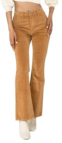 Nina Carter J221 Pantaloni da donna a vita alta bootcut stretch in velluto a coste elasticizzato vellutato stile vintage a zampa cordjeans, M