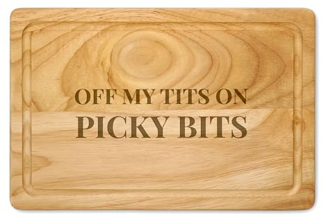 Funny Snack Board Picky Bits Wooden Chopping Board, Cheese & Charcuterie Gift, Humorous Kitchen Board for Food Lovers Perfect Mothers Day & Christmas (Serif Font, Small)