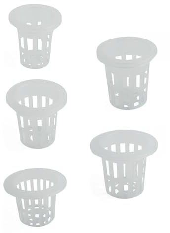 FUANA 50 cestini idroponici per piantare, riutilizzabili, in rete di plastica, per coltivazione senza terreno, adatti per verdure a foglia e frutta, trasparente D