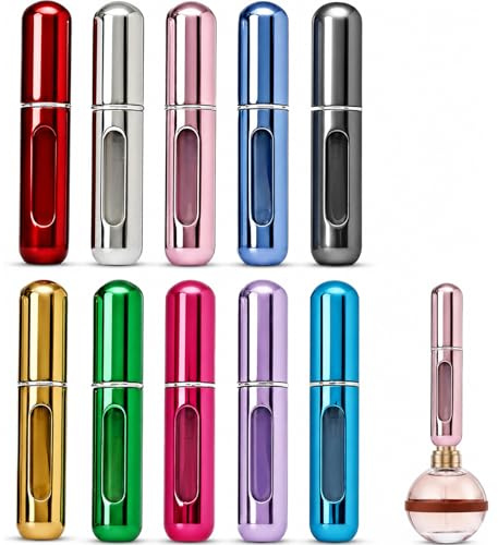 WENRENMK 10 Pièces Vaporisateur Parfum Rechargeable, 5 ml Flacon Parfum Vide, Recharge Parfum avec Fenêtre Visible, Mini Vaporisateur de Parfum, Facile à Transporter et Idéal pour les Voyages