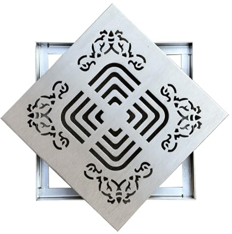 inless stål dräneringsgallerskydd fyrkantig inloppssamlare med dräneringshål inbäddad design för uppfart och trottoar (15 x 15 cm 6 x 6 tum)