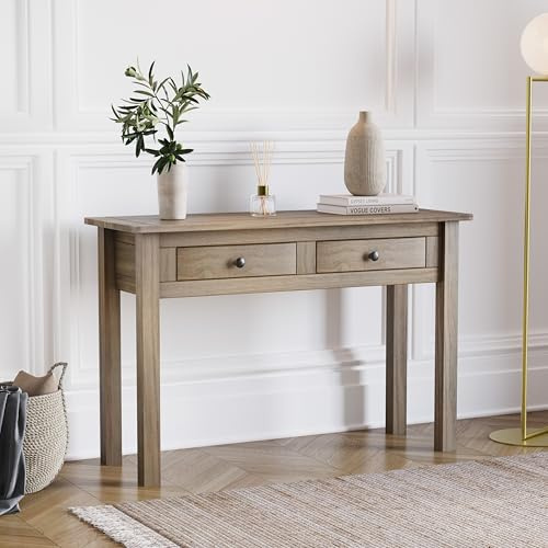 Vida Designs Panama Konsolbord 2 lådor, vardagsrumsmöbler, naturlig ek, vaxfinish