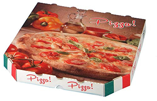 Pro DP 200 Pizzakartons Pizzaboxen Pizzaschachteln Treviso 30x30x3cm braun extra stabil mit Pizza Neutralmotiv - Inkl. VerpG in D