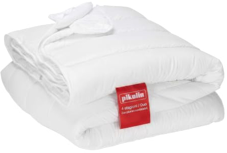 pikolin Home Duvet Duo 150 + 300 gr/m2, Four Seasons of Fiber, Anti Dust Mite, Bed 80, Cotton, White, Single, 155 x 200 cm