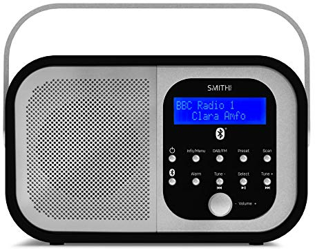 Smith-Style Retro H1 DAB Radio with Bluetooth | DAB Radio Portable | Mains and Battery Powered with DAB/DAB+ & FM | Dual Alarm | 20 Preset Stations